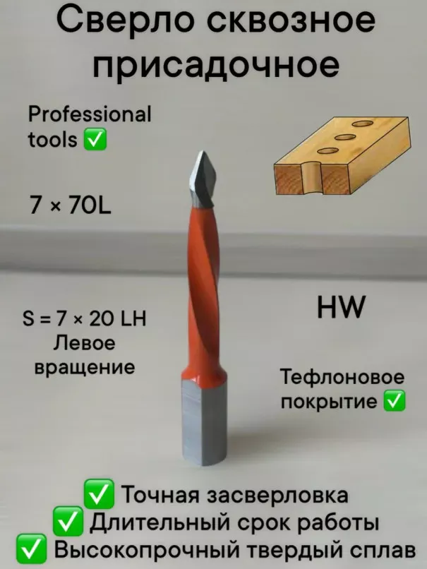 Сверло присадочное сквозное 7х70 S10 LH в наличии по цене 650 руб. купить в Челябинске